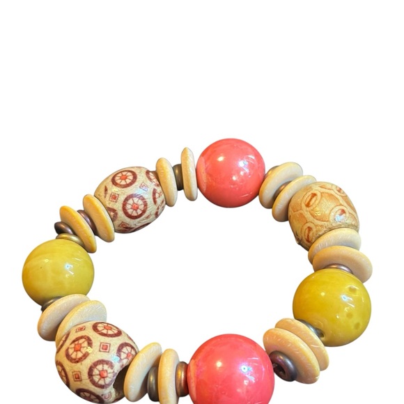 Set of 4 Boho Beaded Stretch Bracelet Set – Earthy Tones & Tribal Prints - Picture 8 of 12